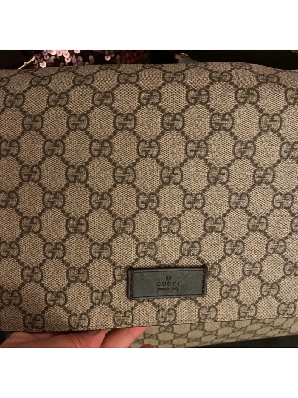 Designer-Style Beige Monogram Messenger Bag